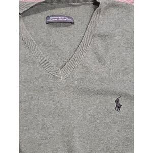 Ralph lauren Pima cotton hunter green mens pullover v neck light sweater large